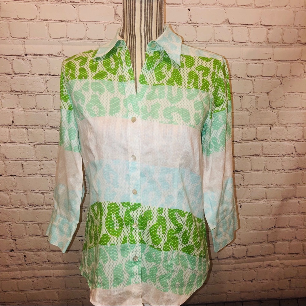 Paperwhite multicolored button down shirt.